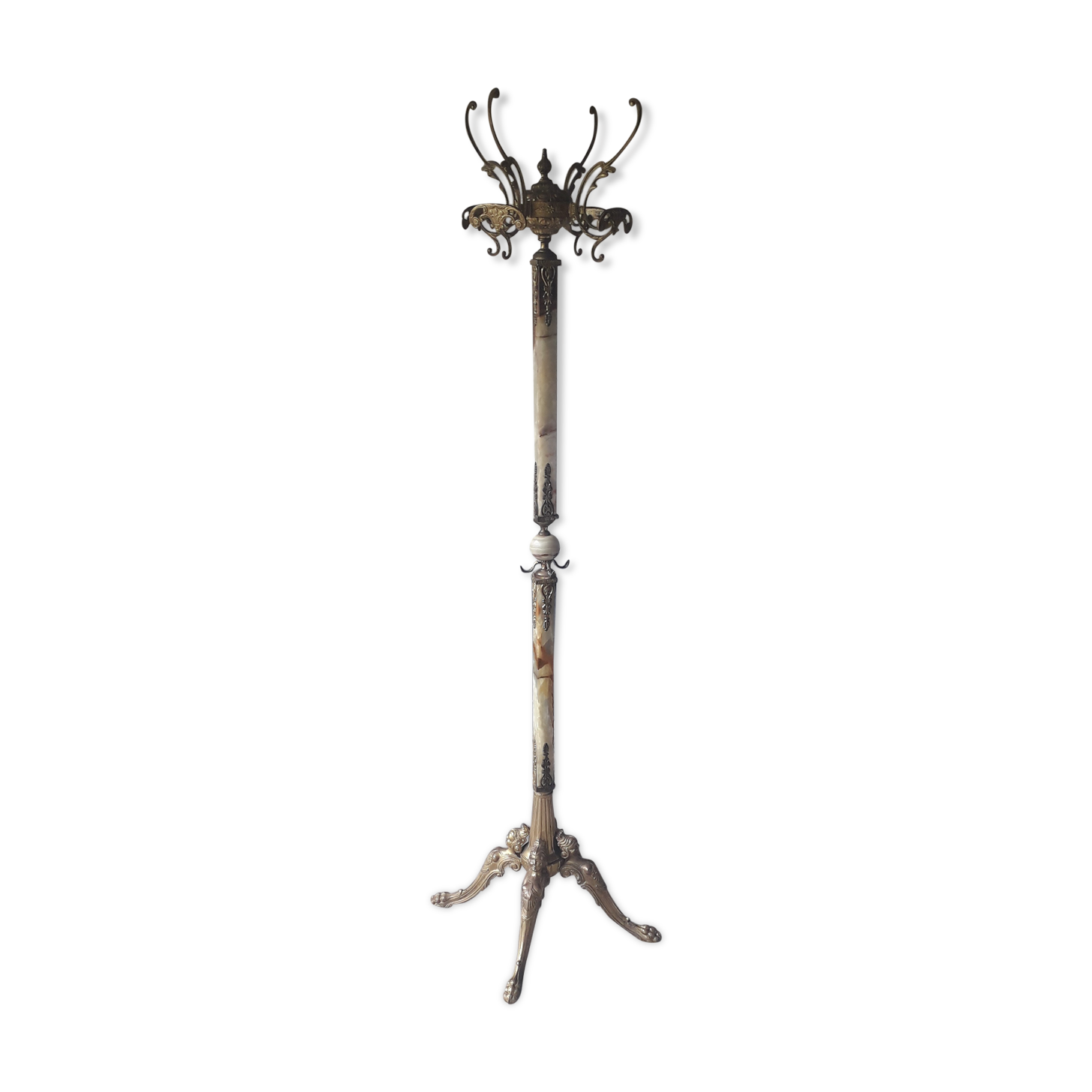 Italian coat rack brass and onyx