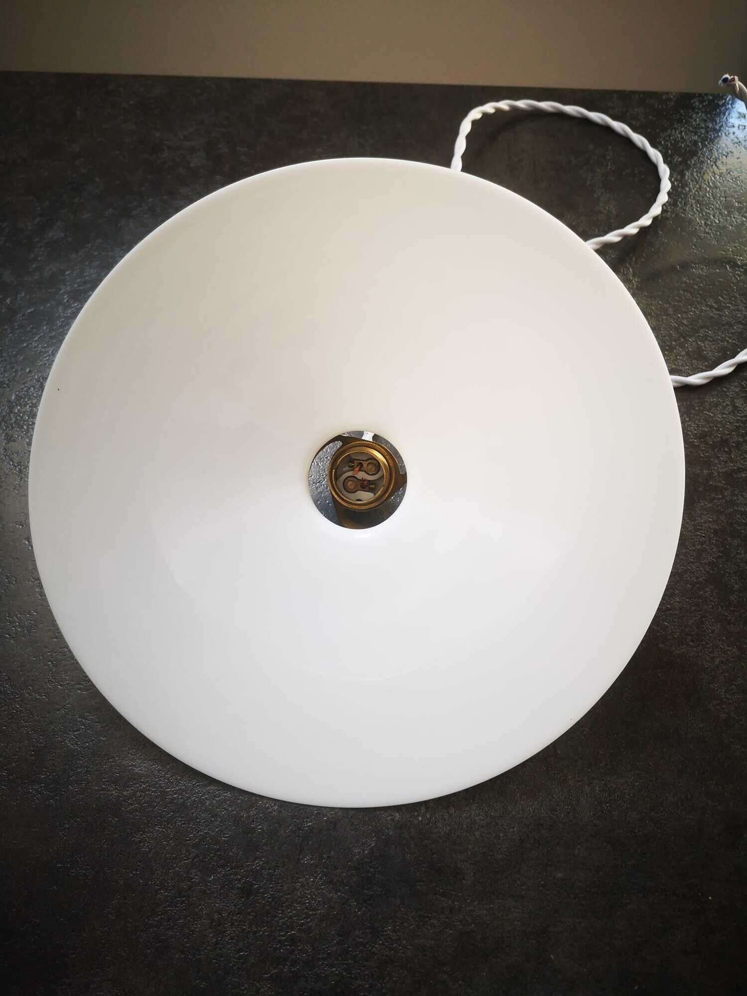 Old suspension lampshade opaline white walkman Art Deco 1930 Ø 25.5 cm n°3