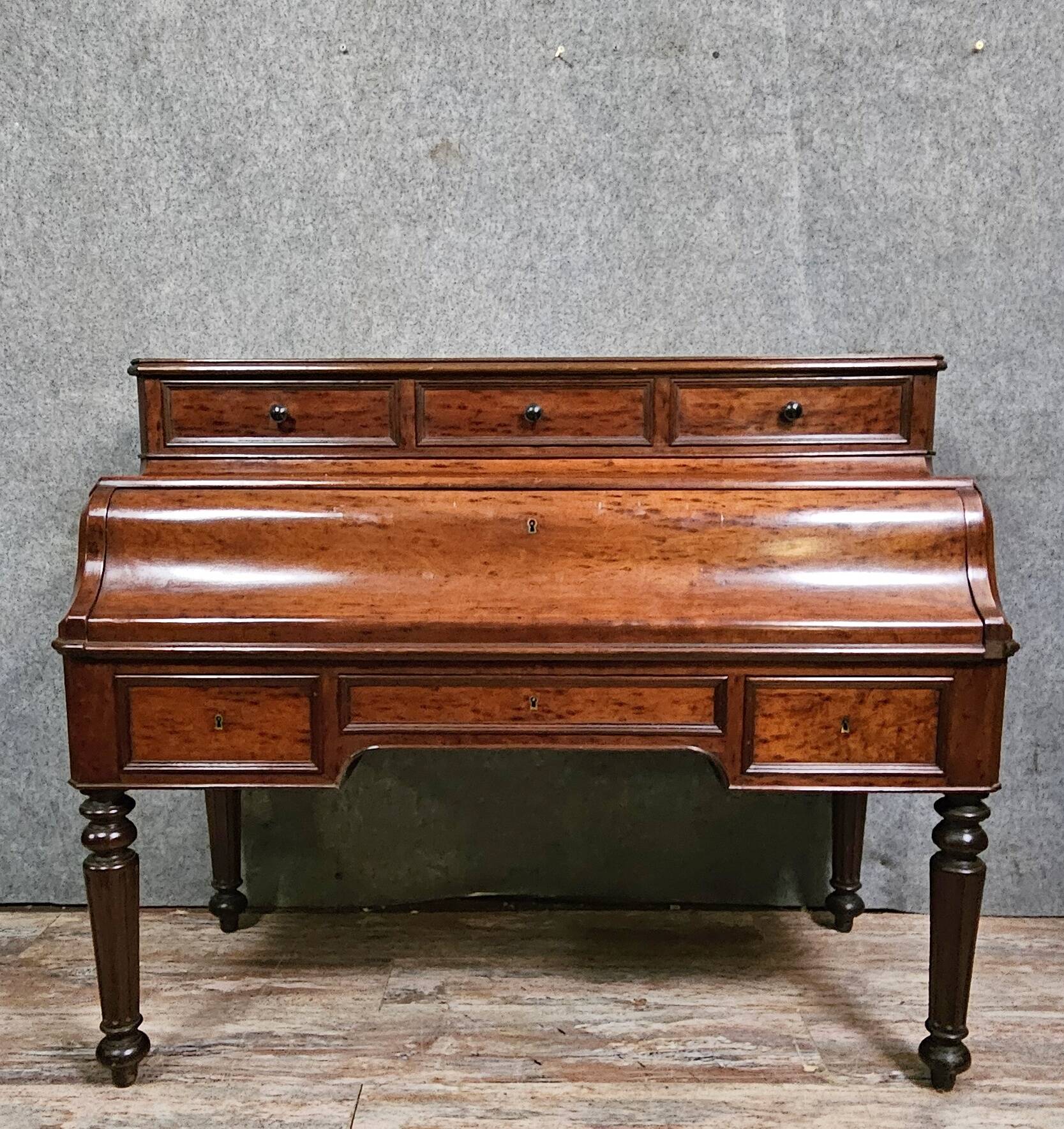 Bureau ancien à cylindre – époque Louis-Philippe / XIXe siècle