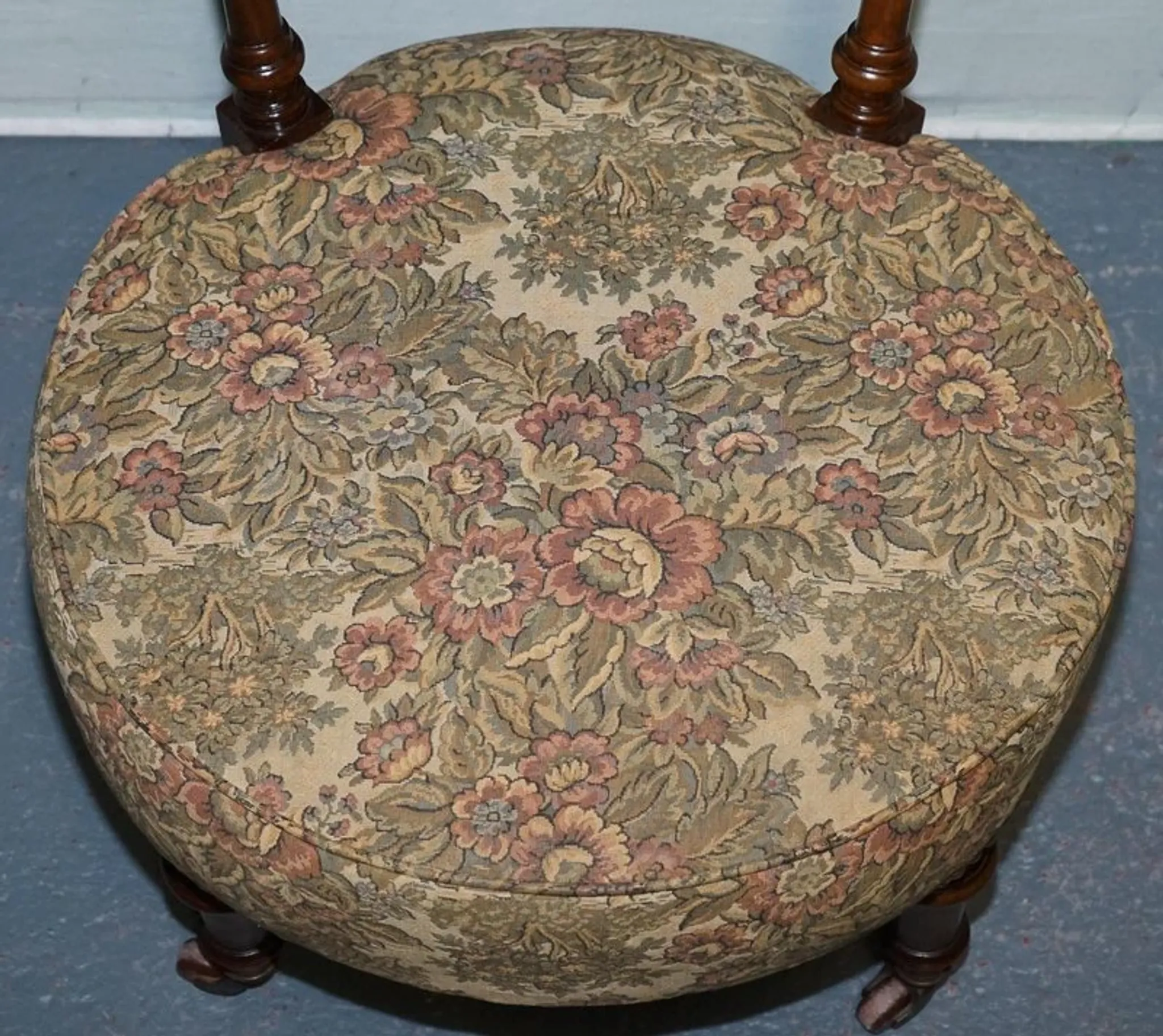 Antique Victorian Nursing Chair in Tapestry with Floral Decoration