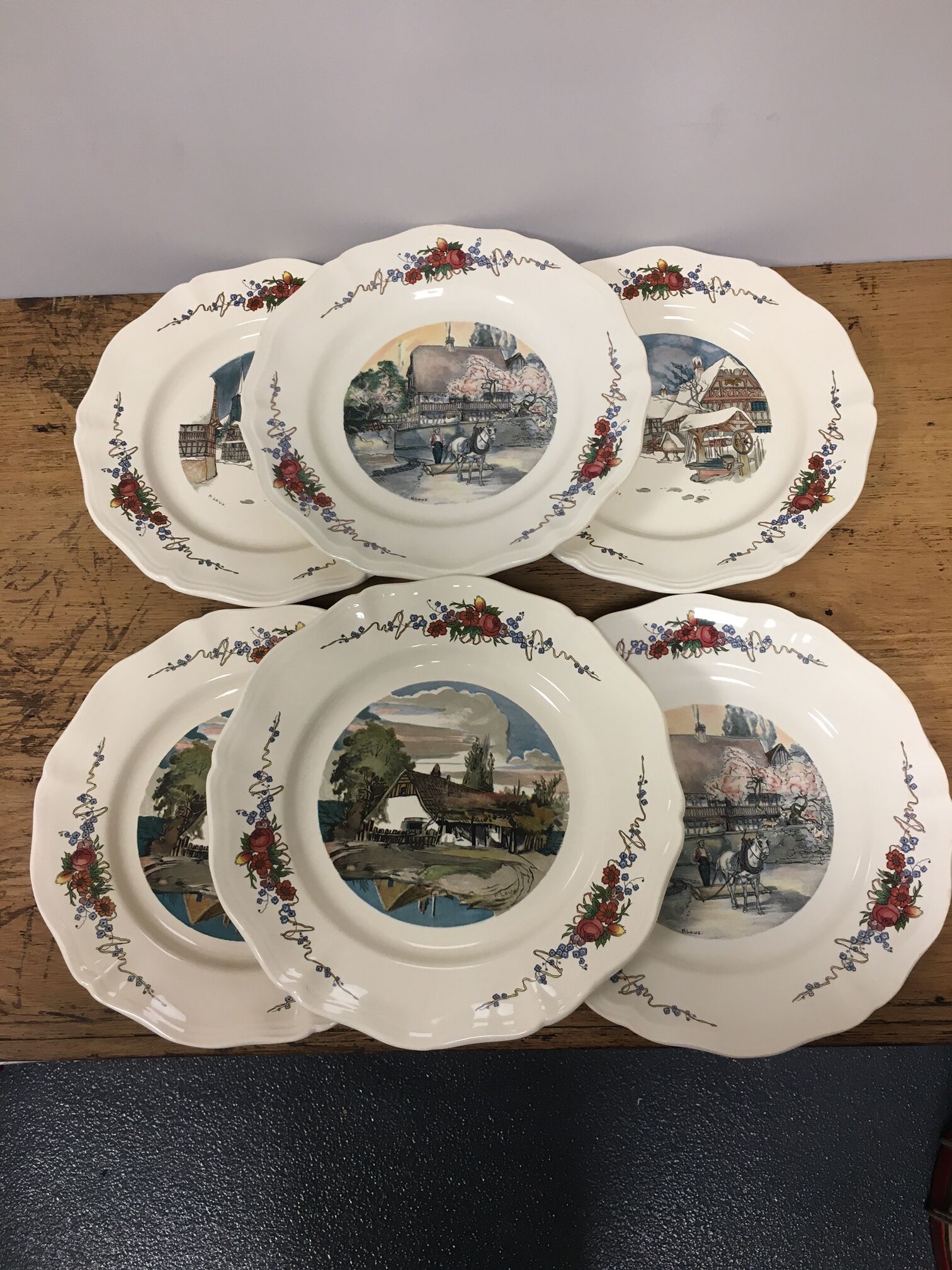 6 flat plates Obernai Sarreguemines