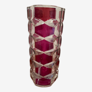 Vase en verre épais vintage art déco