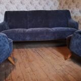 3 seater sofa 50s 60s gray velvet