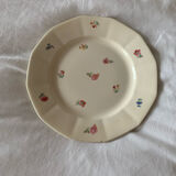 Plate flat flowered sarreguemine numbered