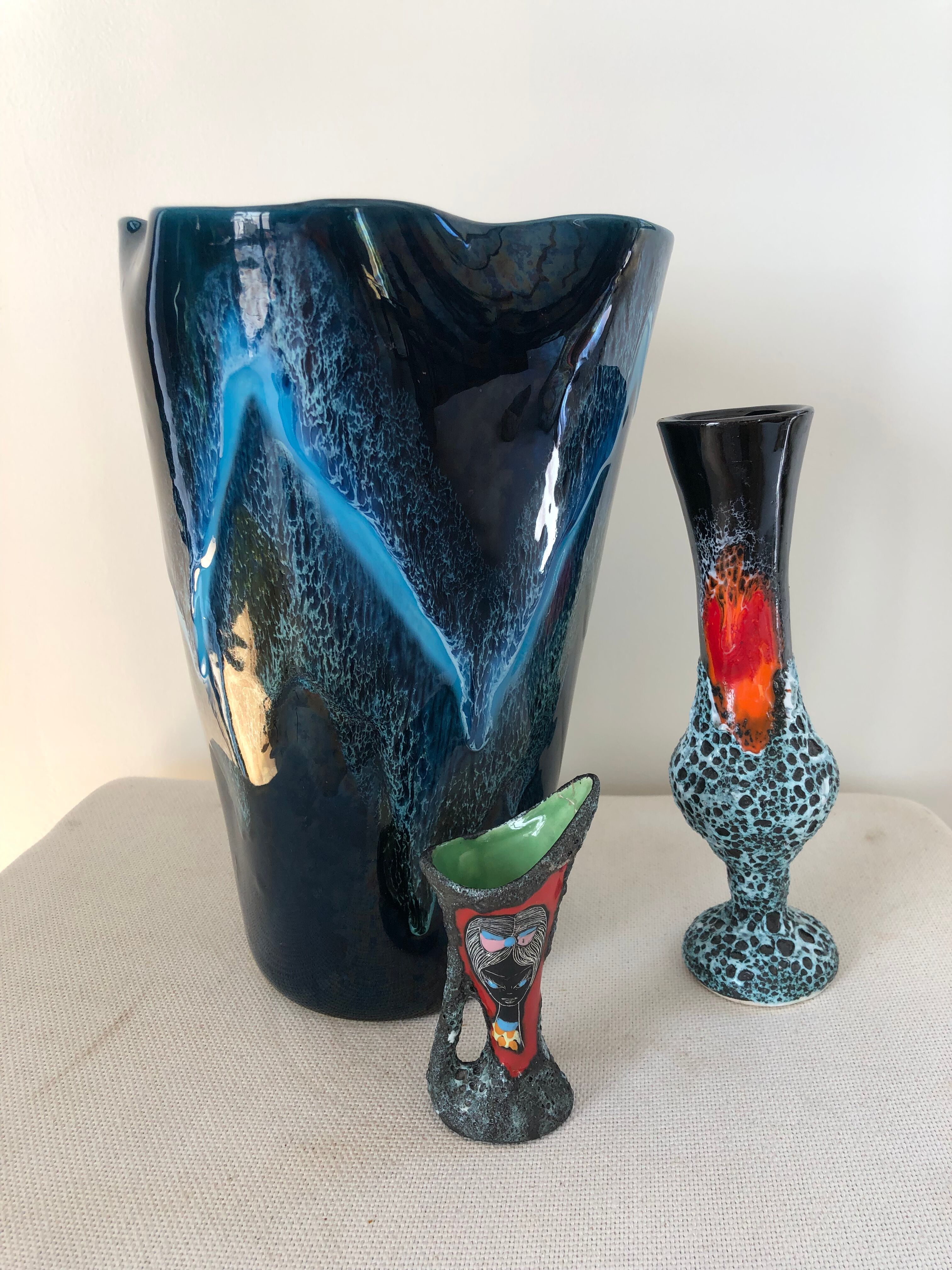 Vase Soliflore fat lava ceramic sea foam