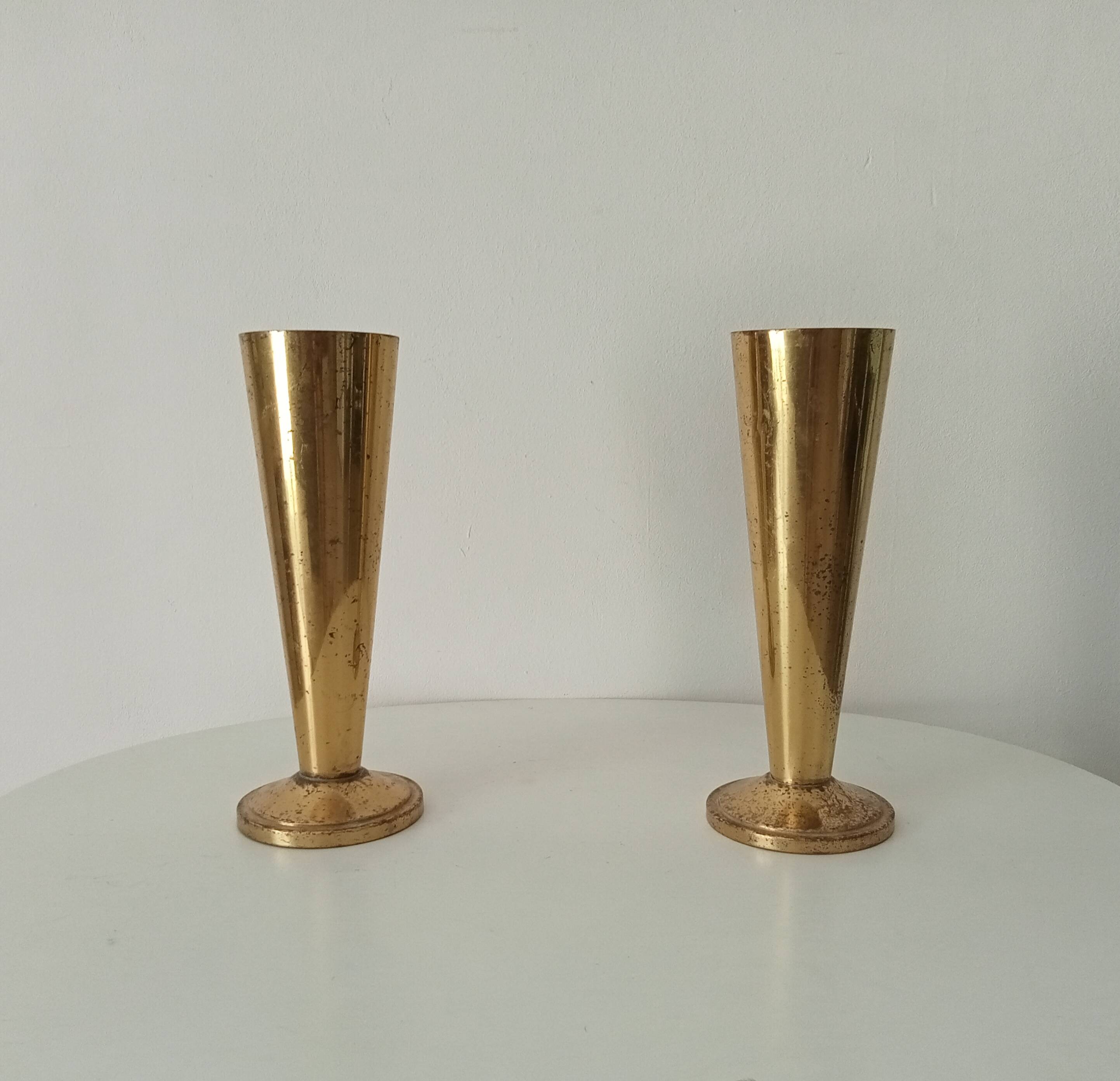 Pair of old folk art shell vases 1914-18