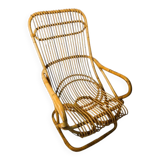 Vintage, large rattan armchair from the 1970s.