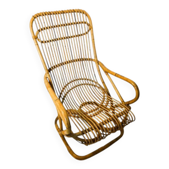 Vintage, large rattan armchair from the 1970s.