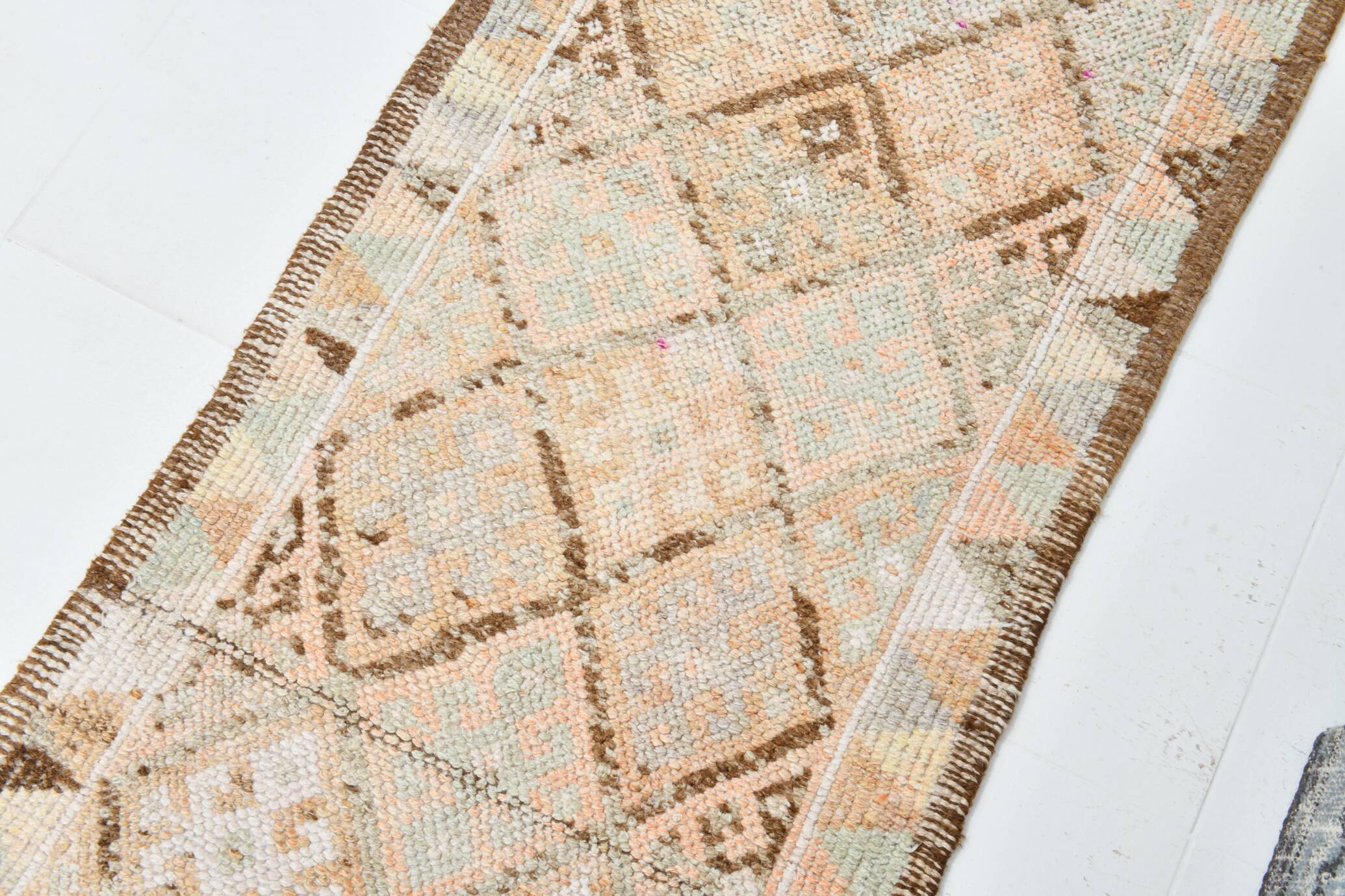 3x12 Turkish Cream & Brown Vintage Runner Rug, 79x366Cm