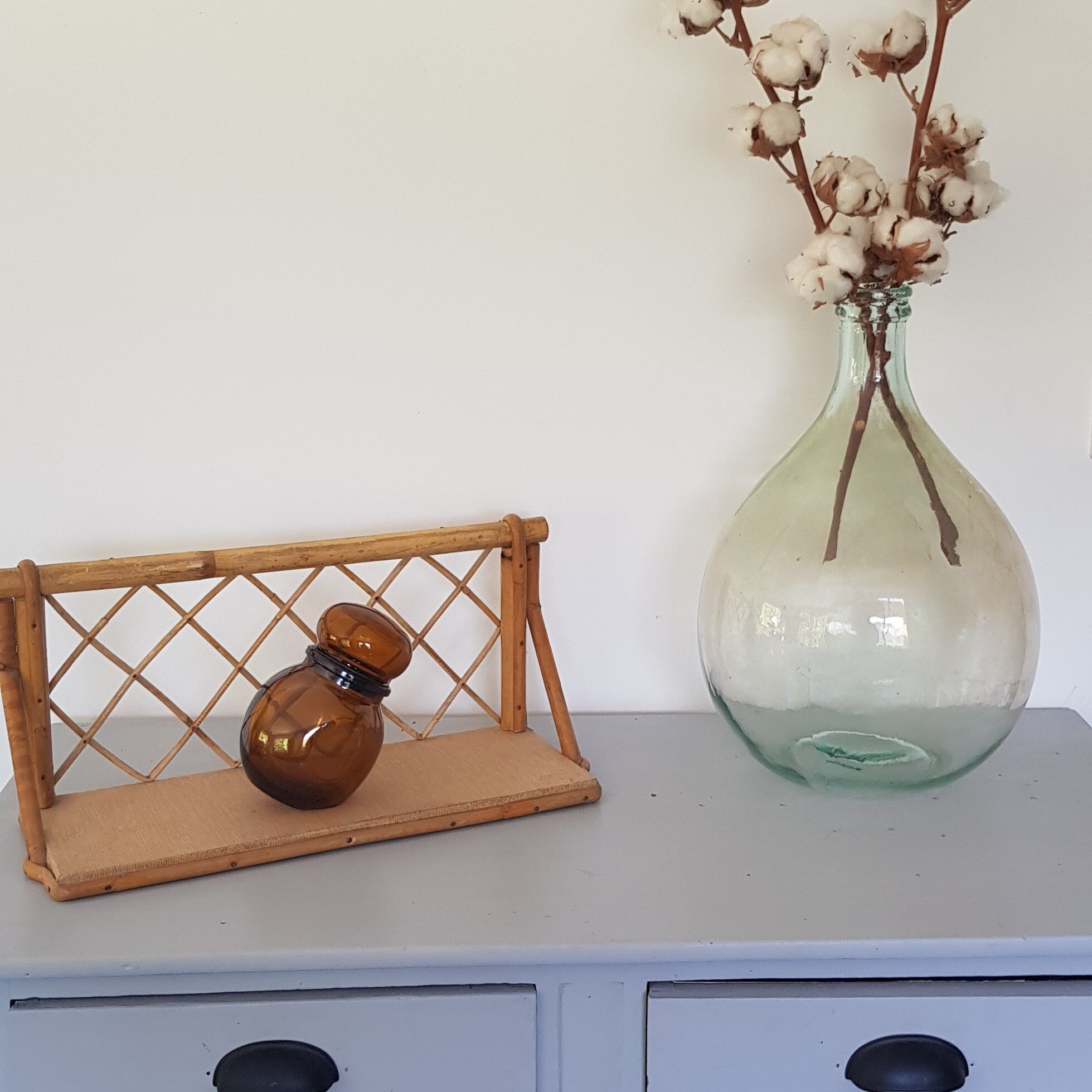 Atypical amber brown glass bottle