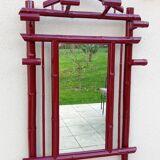 Old vintage red lacquered bamboo Asian coat rack