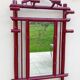 Old vintage red lacquered bamboo Asian coat rack