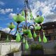 Italian chandelier with 5 lights in green opaline glass with uranium - ouraline