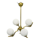 Adjustable Art Deco chandelier in brass with frosted glass, 1930s