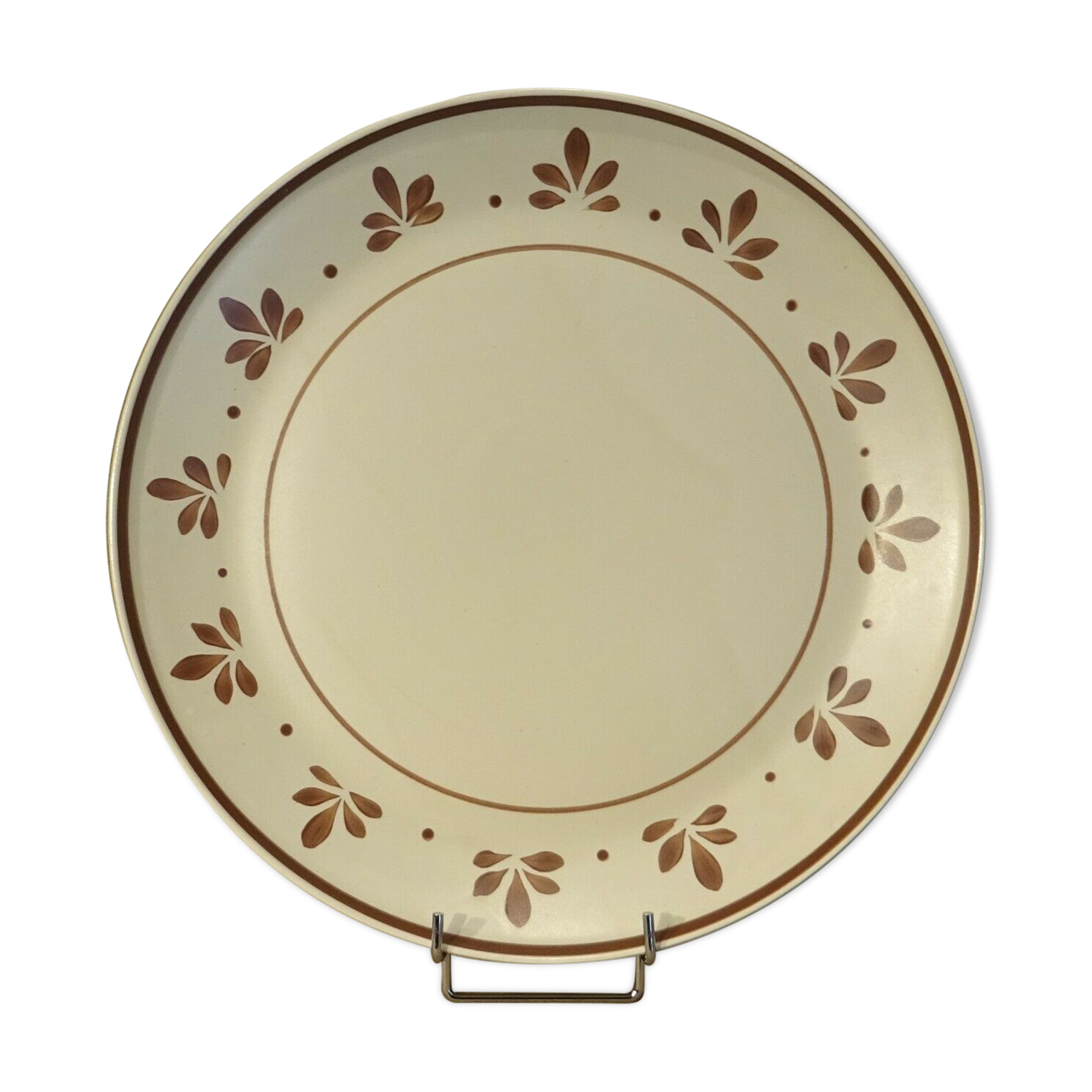 Round dish earthenware Salins decoration Jurançon hand painted vintage