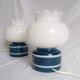 Pair of duck blue and white opaline lamps
