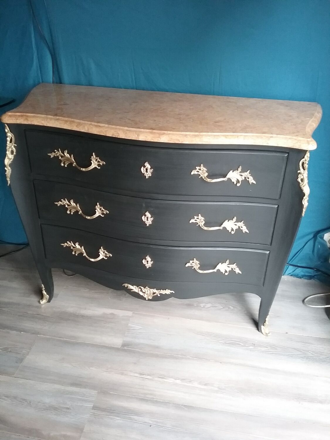 Chest of drawers Louis XV style black