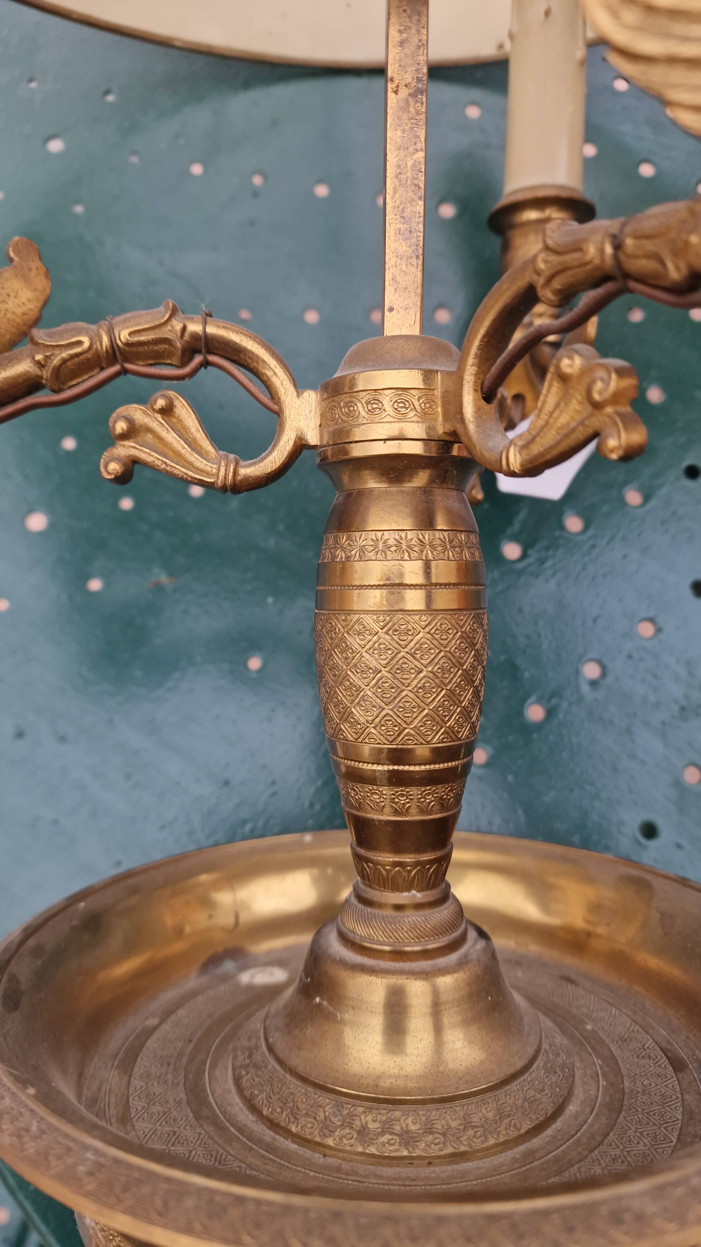 Large gilded bronze hot water bottle lamp