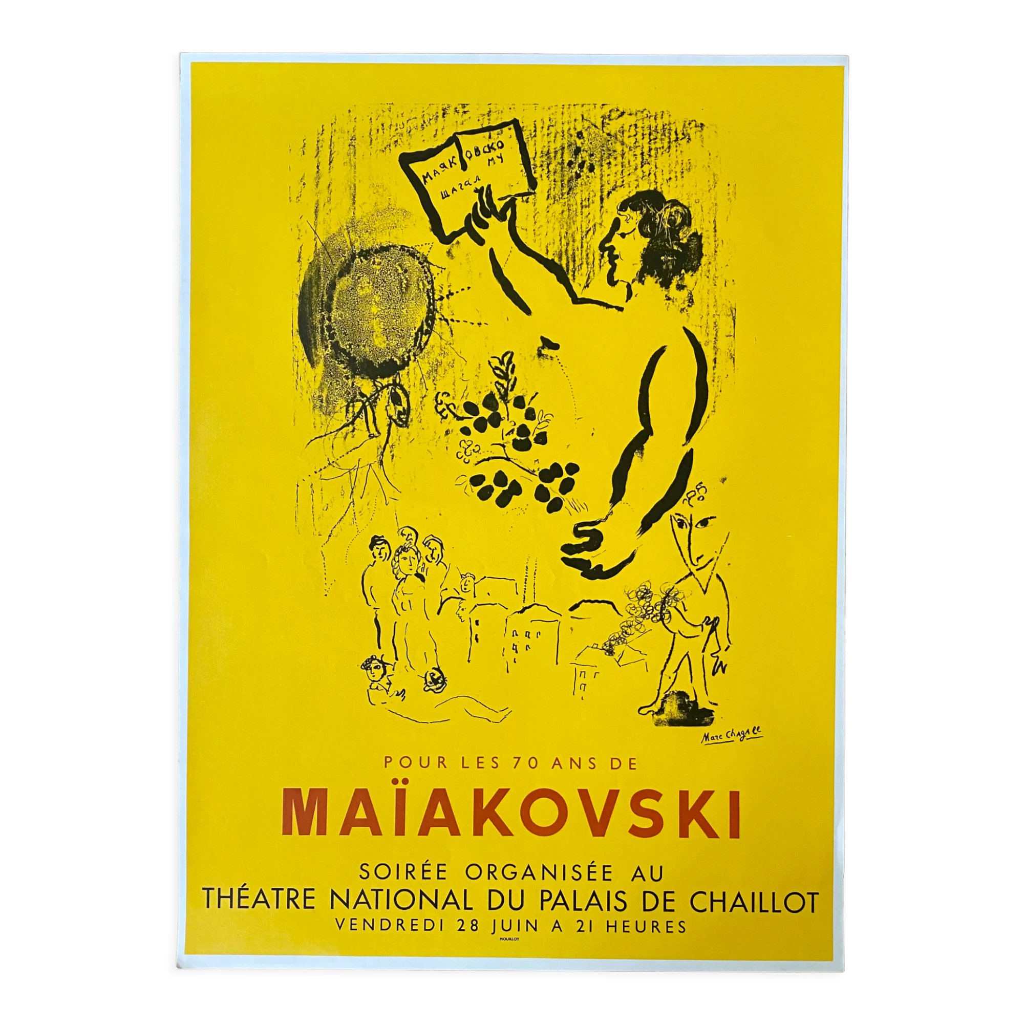 Marc Chagall - Tribute to Maiakovsky - 1963 - Original lithographic poster