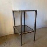 Chrome and smoked glass designer side table / side table, 1970s