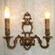 Large Vintage French Bronze Open Back Design Leaf Detail Double Wall Light 4740