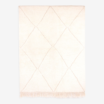 Berber carpet beni urain ecru with diamonds in relief 206 x 155 cm