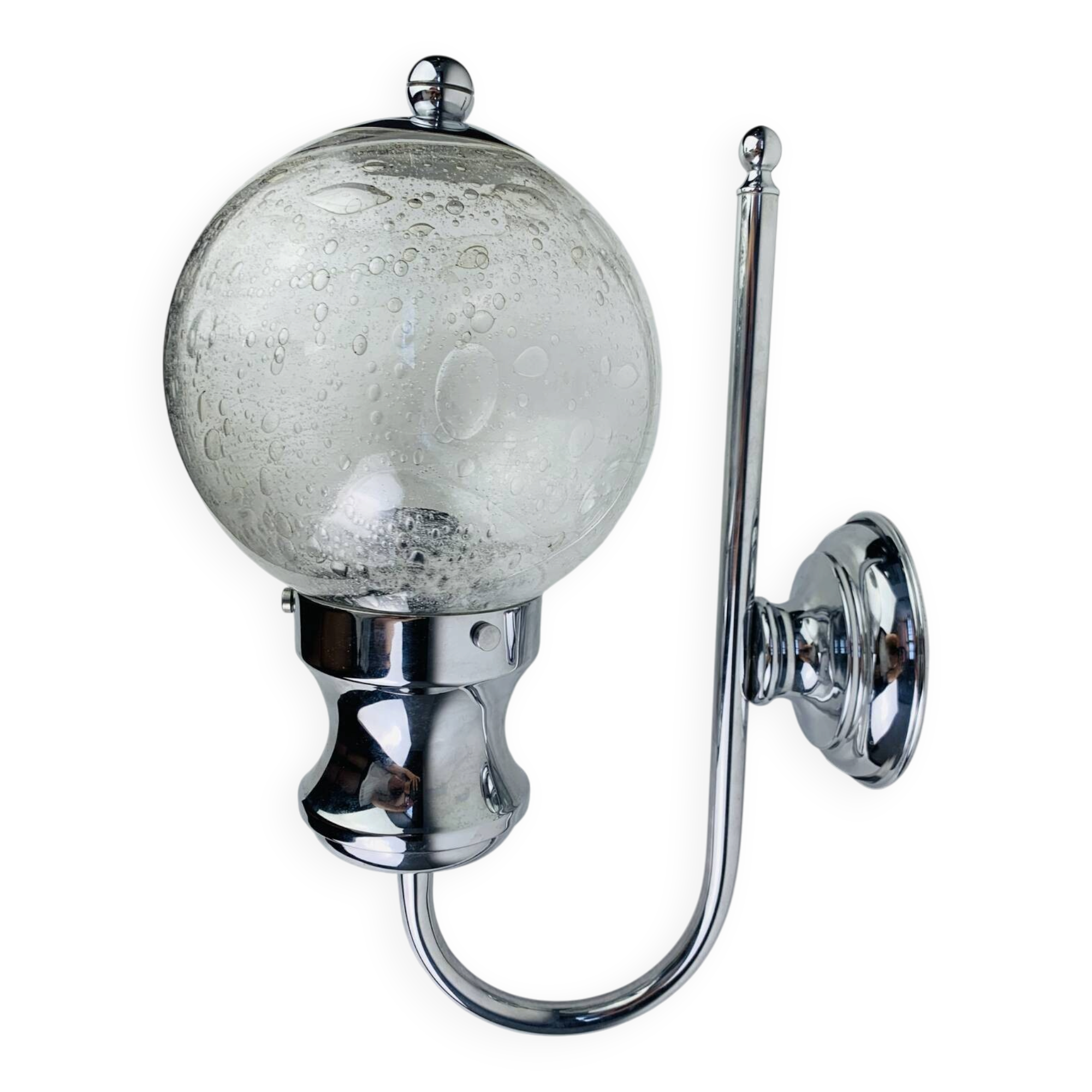 XL chrome and bubbled glass wall light Limburg, 1970s