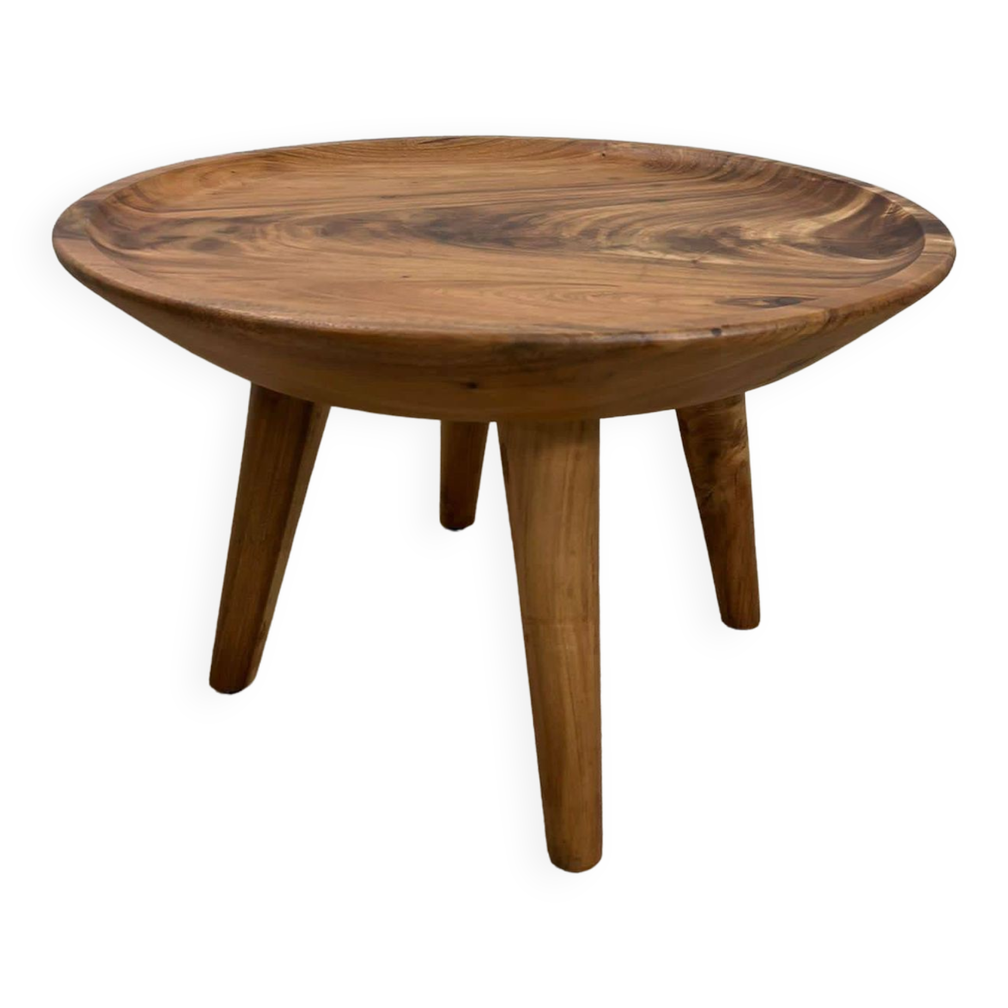 Table basse ronde en bois / table basse style Wabisabi
