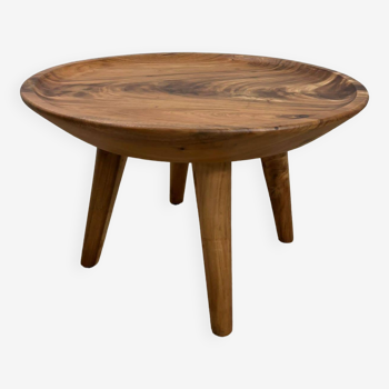 Round wooden coffee table / wabi sabi style coffee table