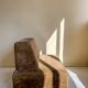 Vintage brown velvet armchair from the 1970s