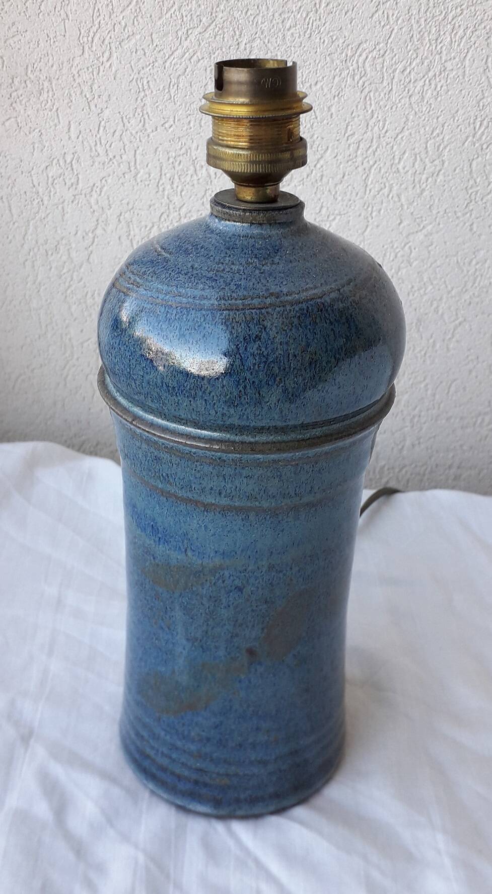 Blue stoneware lamp base