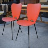 Set of 2 red leatherette chairs from the 1960s