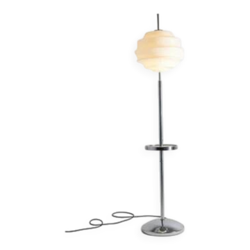 Lampe de sol en chrome Bauhaus, années 1930, attribuée à Slezák, Tchécoslovaquie