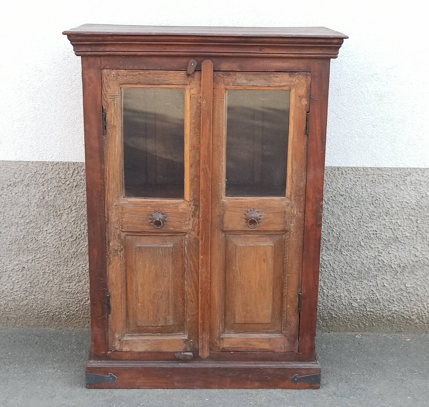 Small glass cabinet in old wood