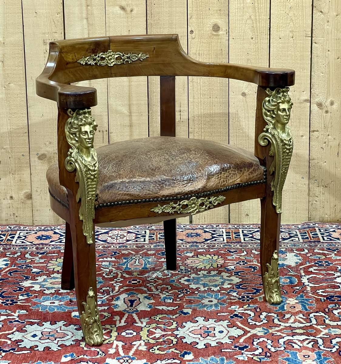 Regency style desk and armchair from the Napoleon III period - late 19th century