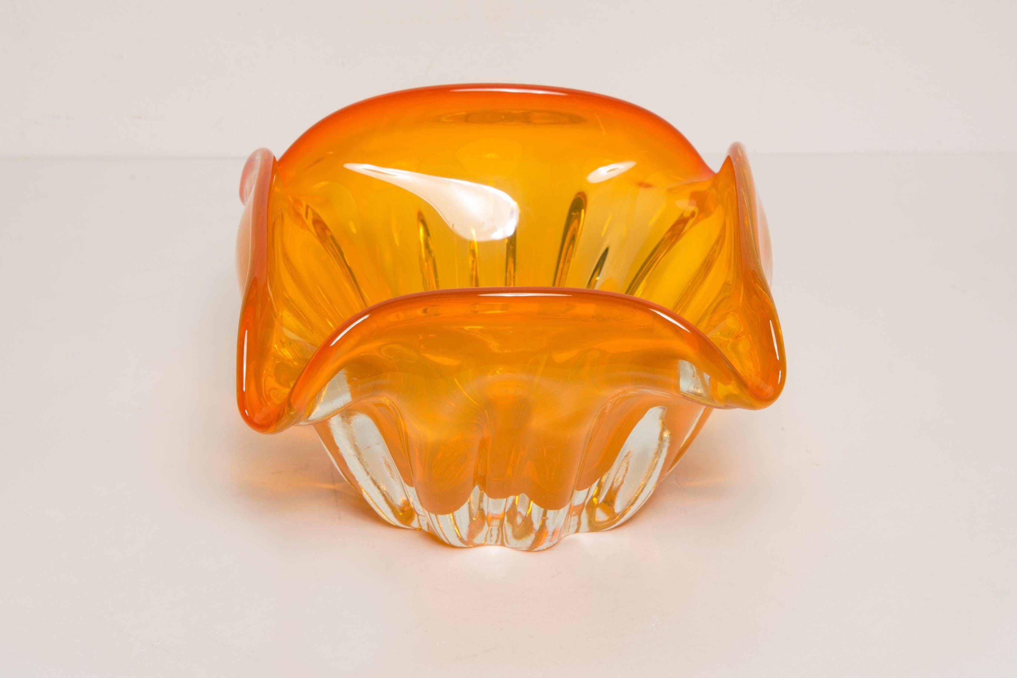 Mid-Century Orange Murano Glass Ashtray, Italy, 1970s
