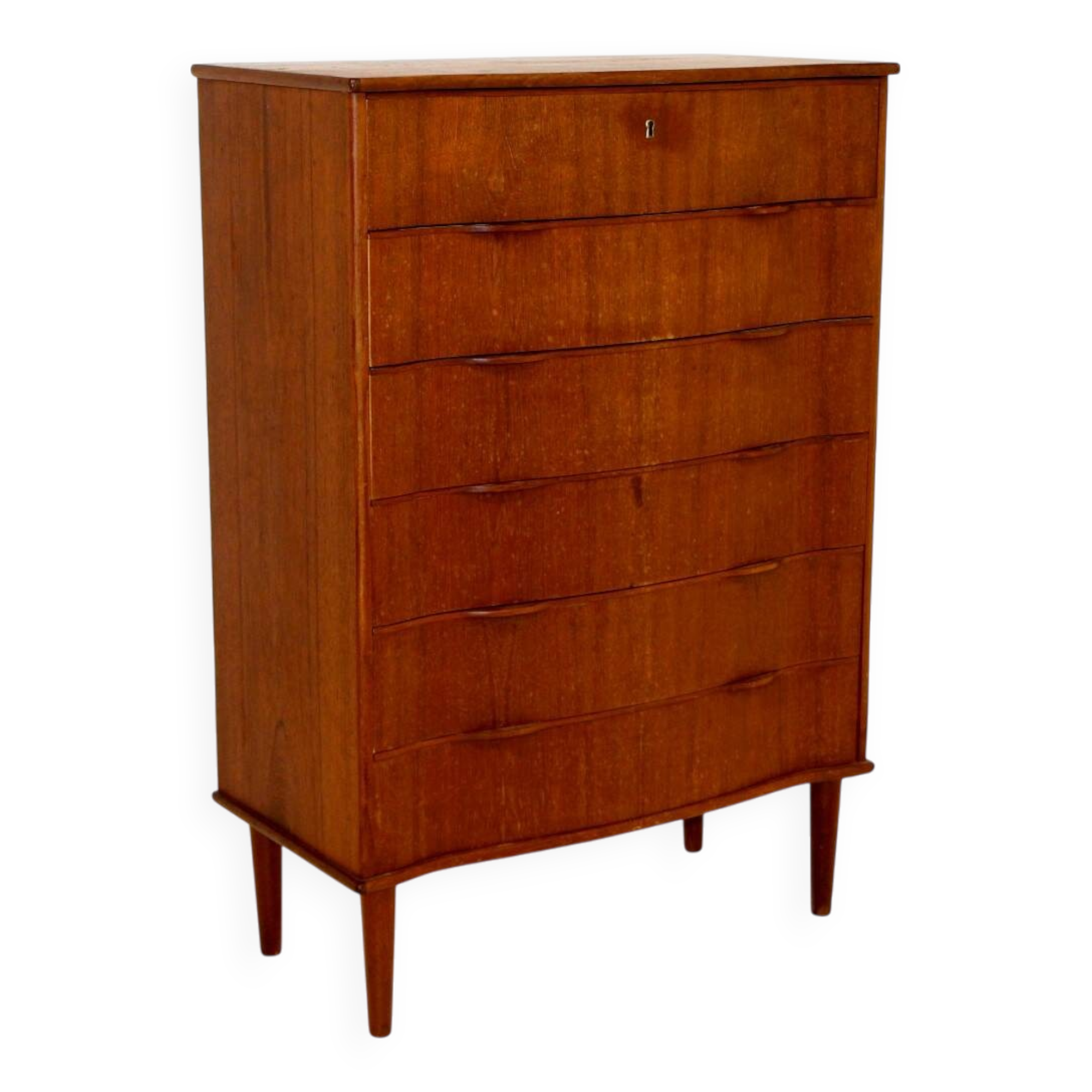 Teak tallboy chest of drawers, Denmark, 1950