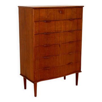 Teak tallboy chest of drawers, Denmark, 1950