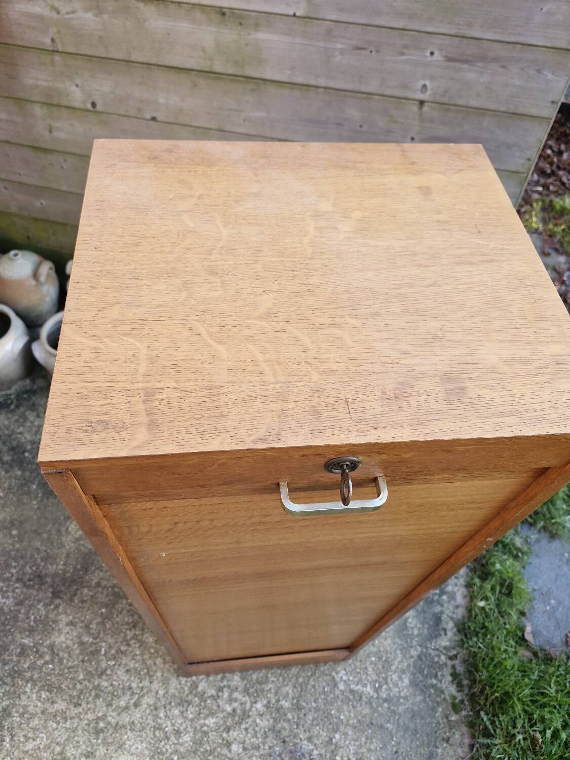 Filing cabinet with curtains