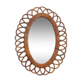 Oval Rattan Flower Mirror