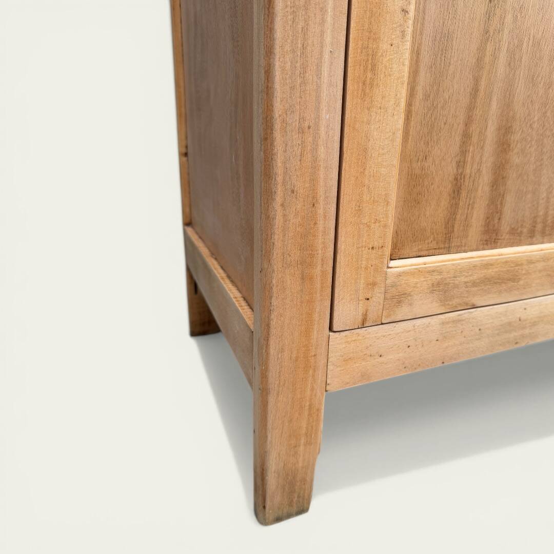 Parisian bonnetière wardrobe in raw wood, 1950.