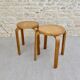 Pair of light wooden stools, 60s