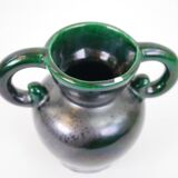 Black and green ceramic vase