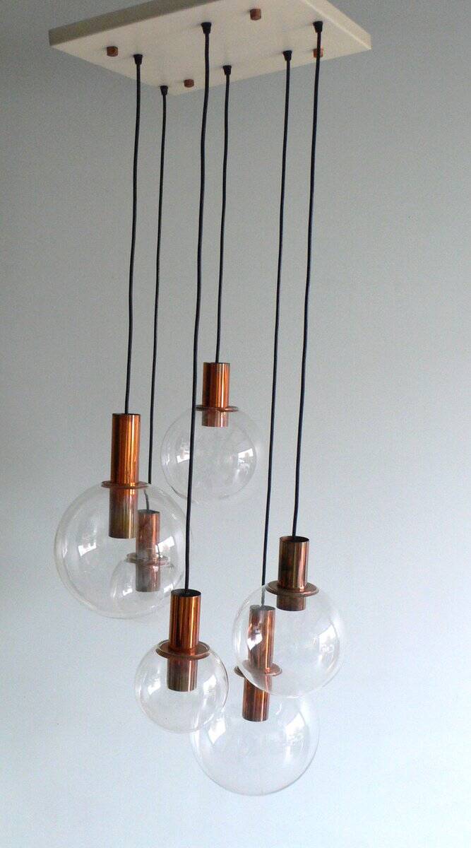Large Copper & Glass Pendant Lamp from Raak, 1960s