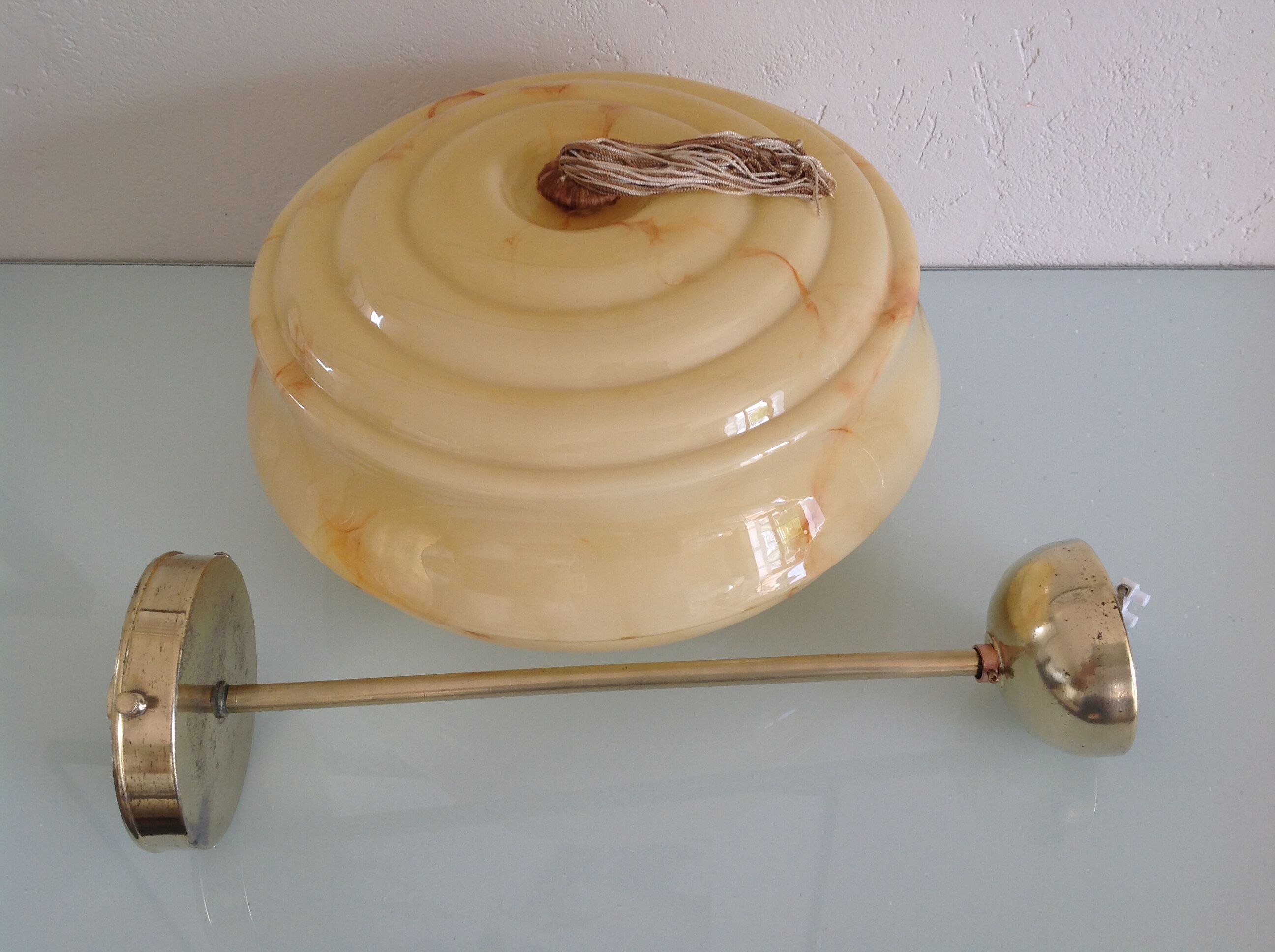 Vintage marbled glass globe ceiling light 50s 60s