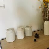 3 white jars, stained in glazed earth