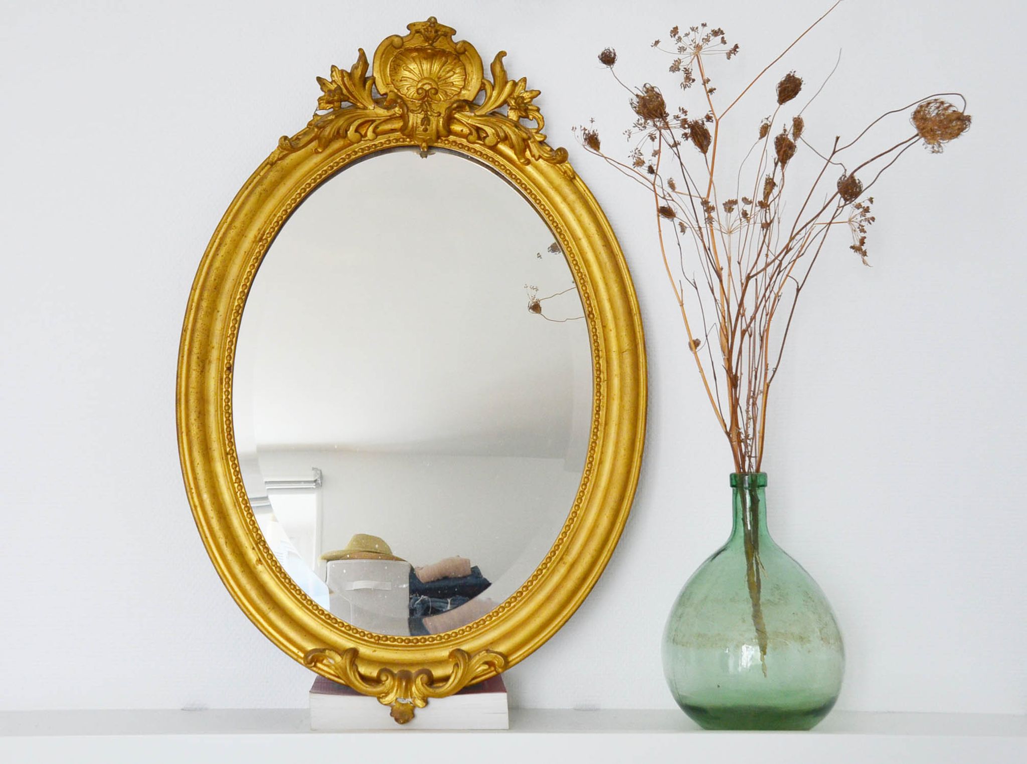 Mirror medallion Napoleon III oval 19th 90 x 60 style Louis XVI