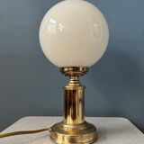 Set of 2 Vintage Golden Opal Glass Desk Lamp