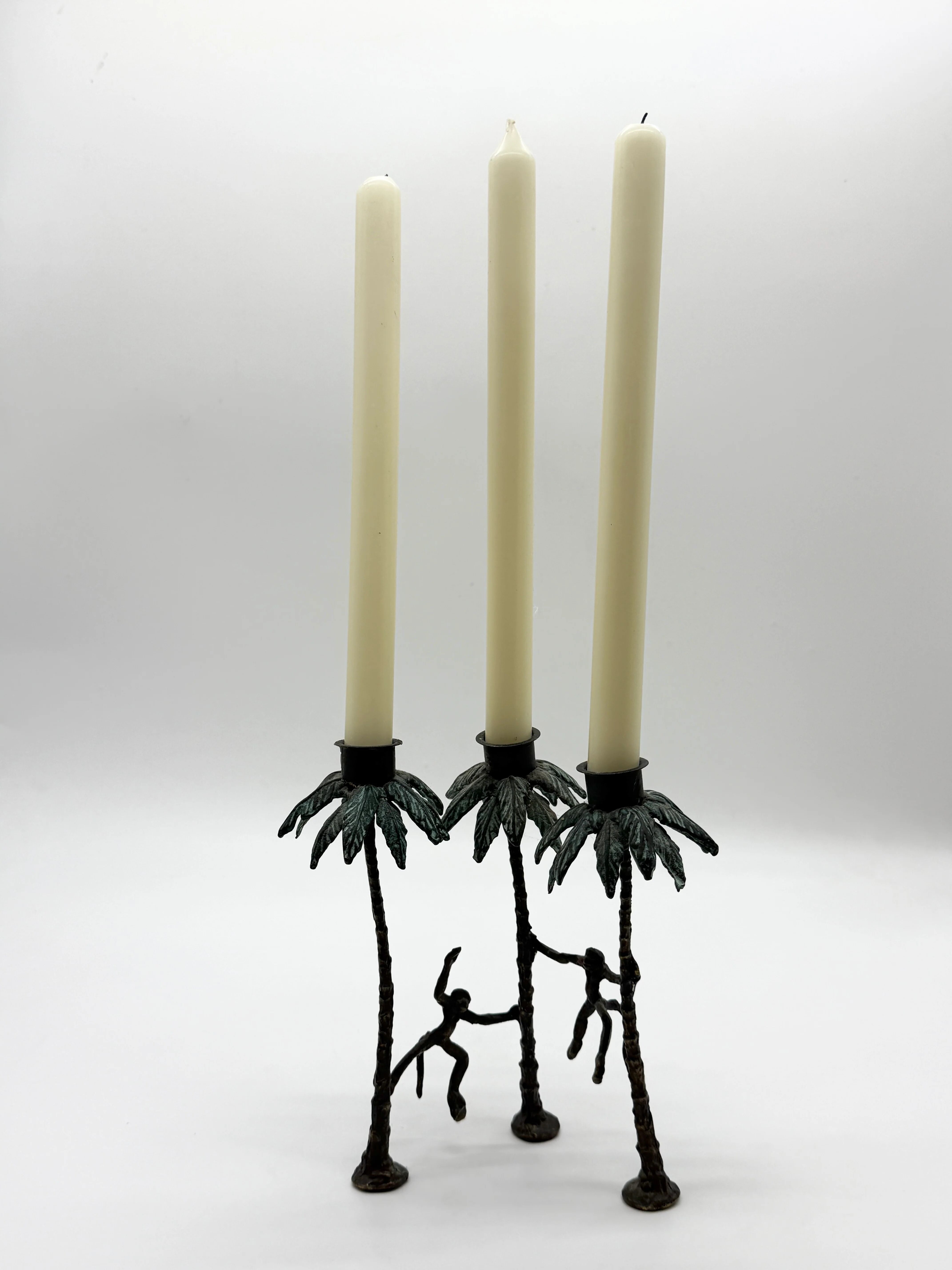 Chandelier "singe" en bronze patiné, 1970s