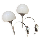 Large pair of Sciolari seventies wall sconces in chrome metal.